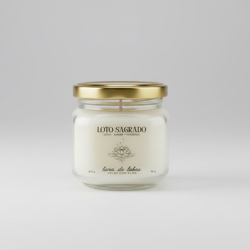 Vela aromática flor de loto – relajante y floral | vela de soja | Luna de Lobos