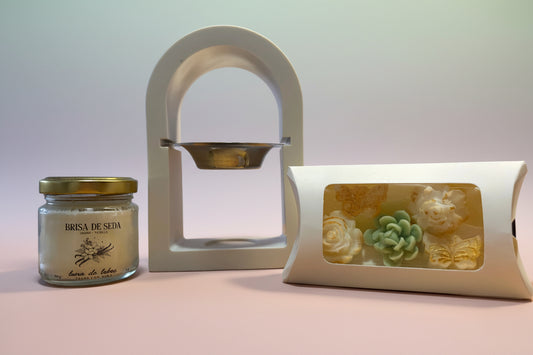 Pack “Un regalo con alma” Quemador Arco Sagrado + Vela + Wax Melts Florales