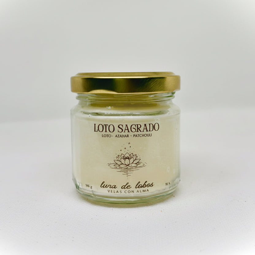 Vela aromática flor de loto – relajante y floral | vela de soja | Luna de Lobos