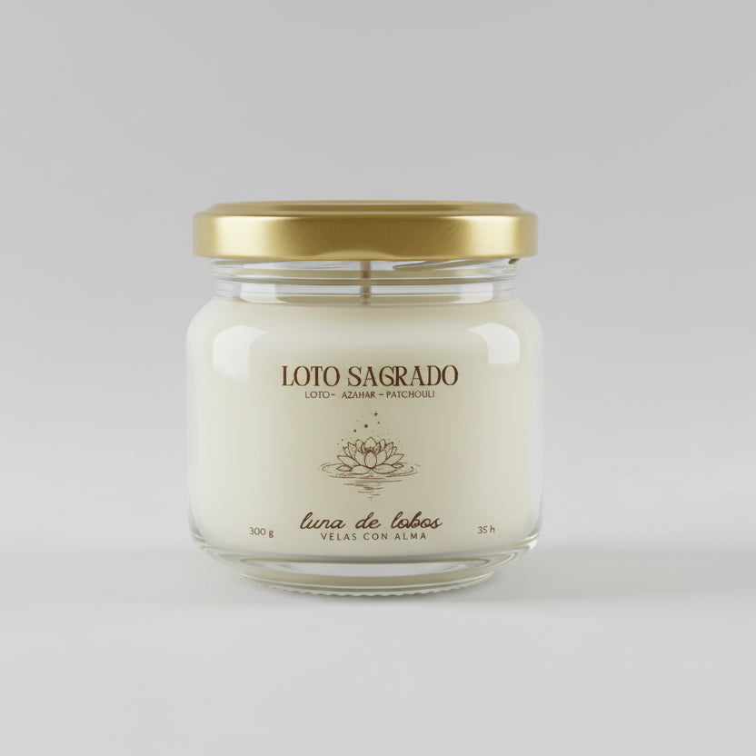 Vela aromática flor de loto – relajante y floral | vela de soja | Luna de Lobos