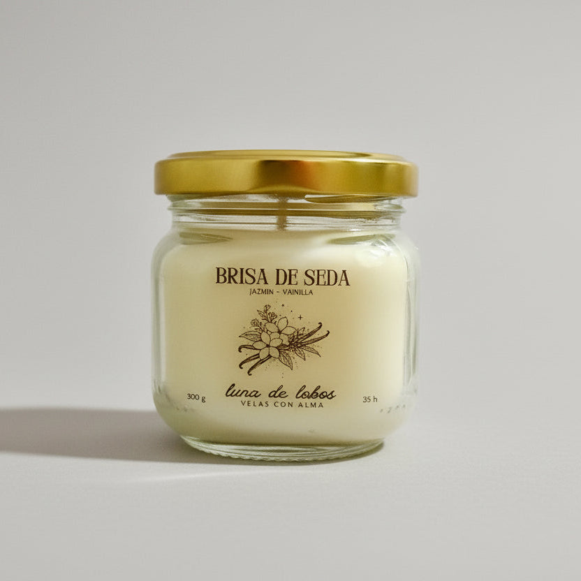 Vela aromática jazmín y vainilla – fragancia dulce y relajante | vela de soja | Luna de Lobos