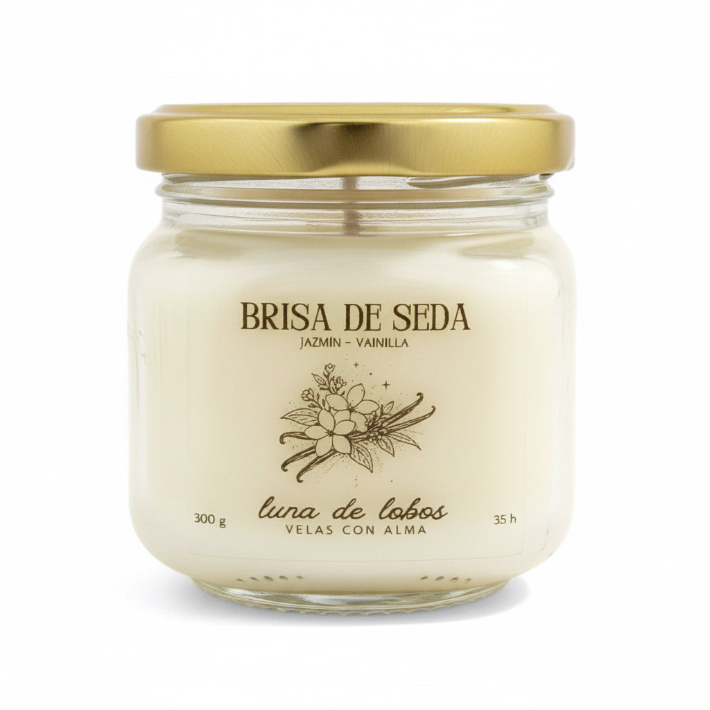 Vela aromática jazmín y vainilla – fragancia dulce y relajante | vela de soja | Luna de Lobos