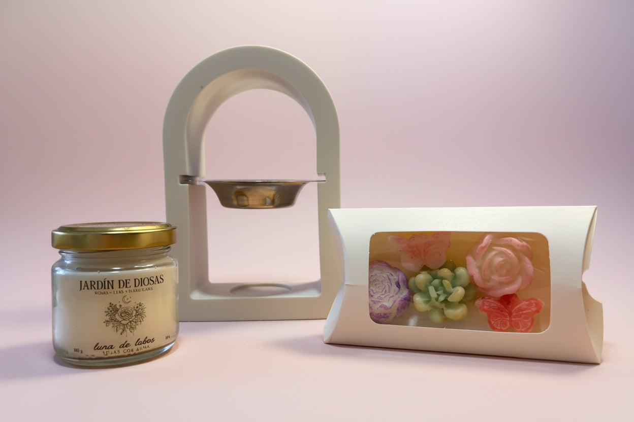 Pack “Un regalo con alma” Quemador Arco Sagrado + Vela + Wax Melts Florales