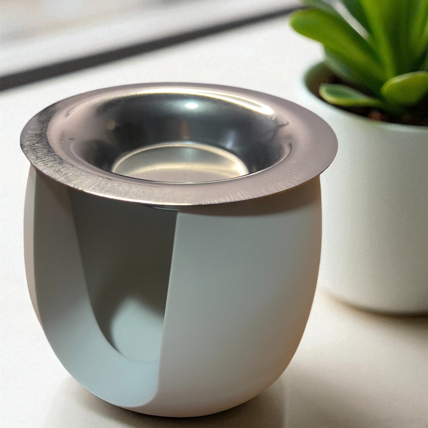 Quemador Piedra Blanca - Elegancia minimalista para tus wax melts y esencias