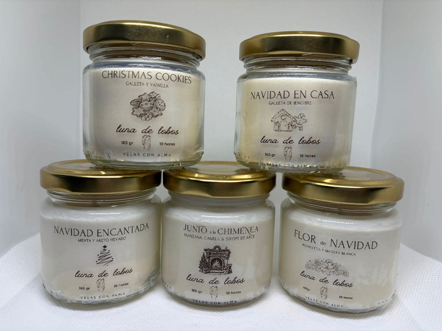 Pack 5 velas de soja de Navidad - colección Christmas Spirit