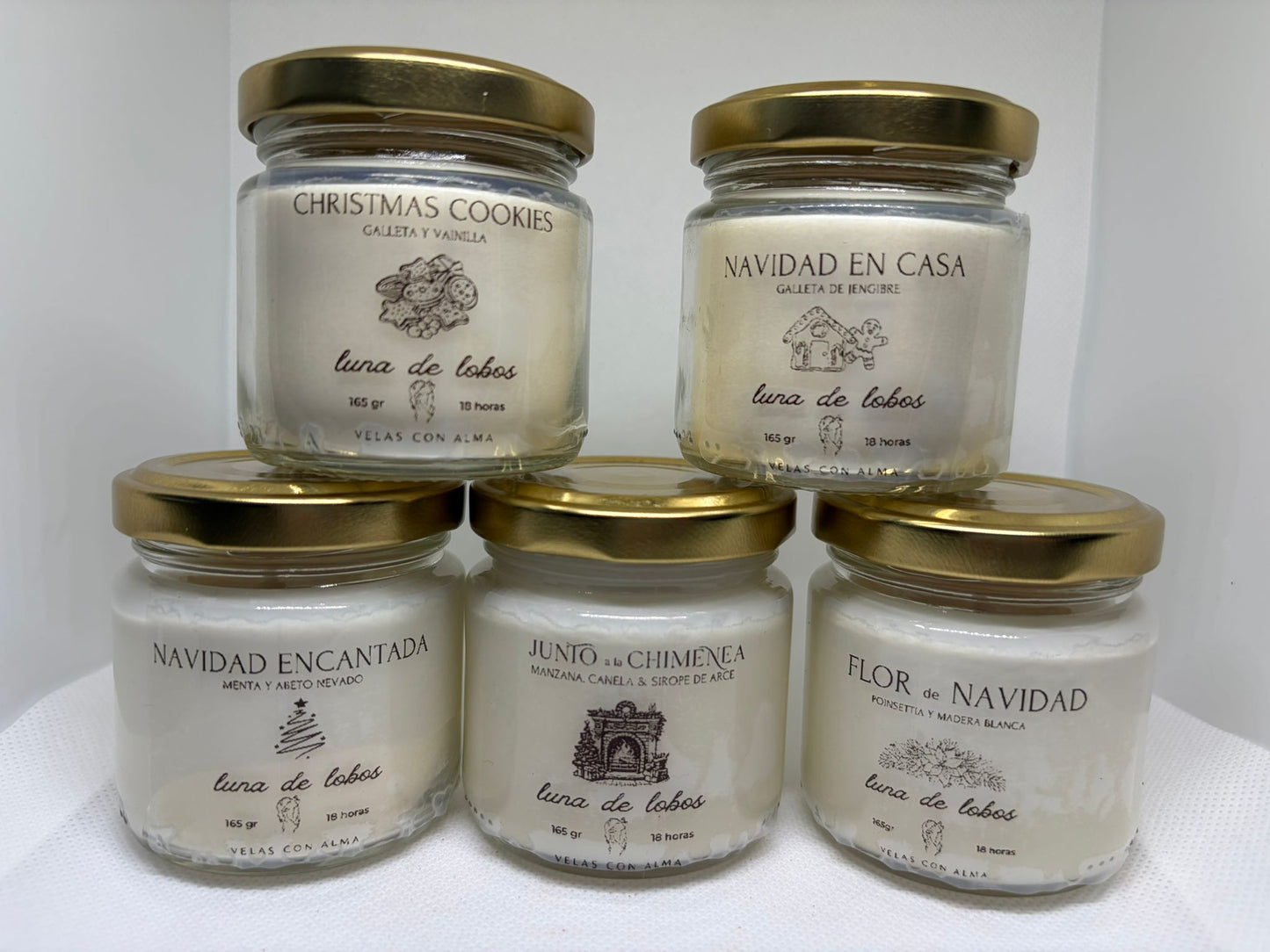 Pack 5 velas de soja de Navidad - colección Christmas Spirit