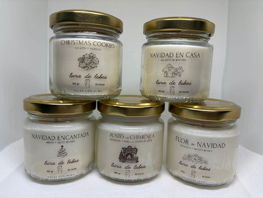 Pack 5 velas de soja de Navidad - colección Christmas Spirit