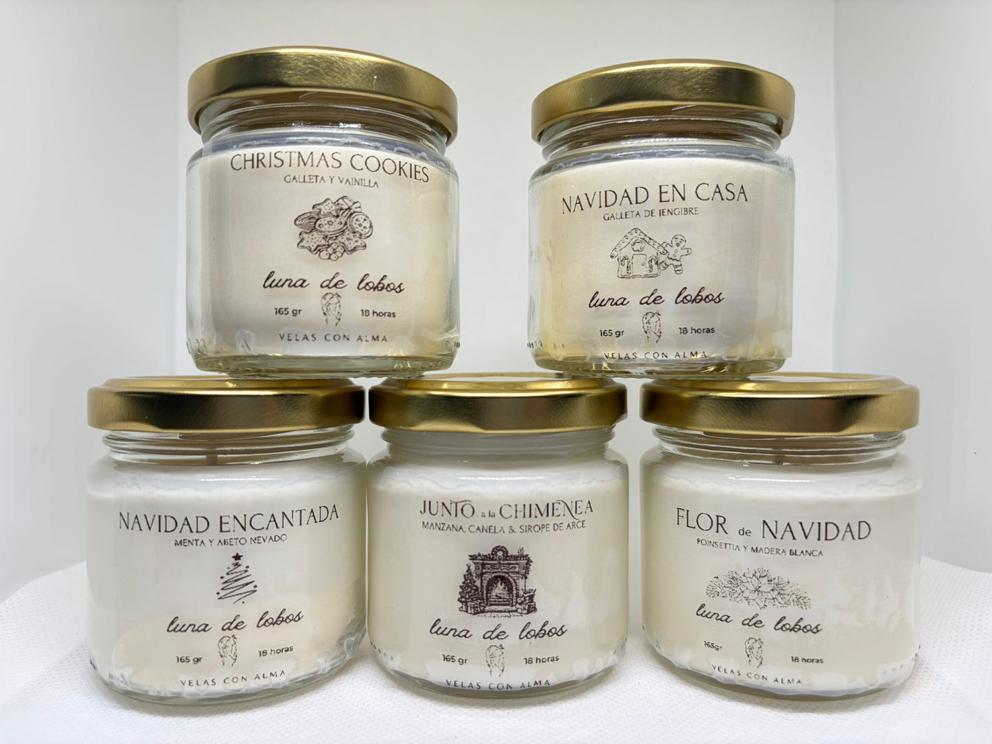 Pack 5 velas de soja de Navidad - colección Christmas Spirit