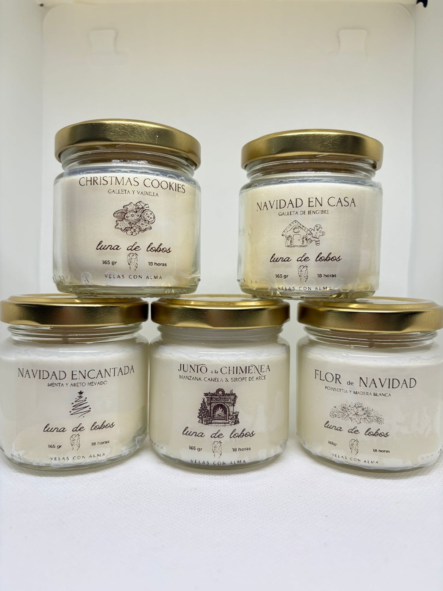 Pack 5 velas de soja de Navidad - colección Christmas Spirit