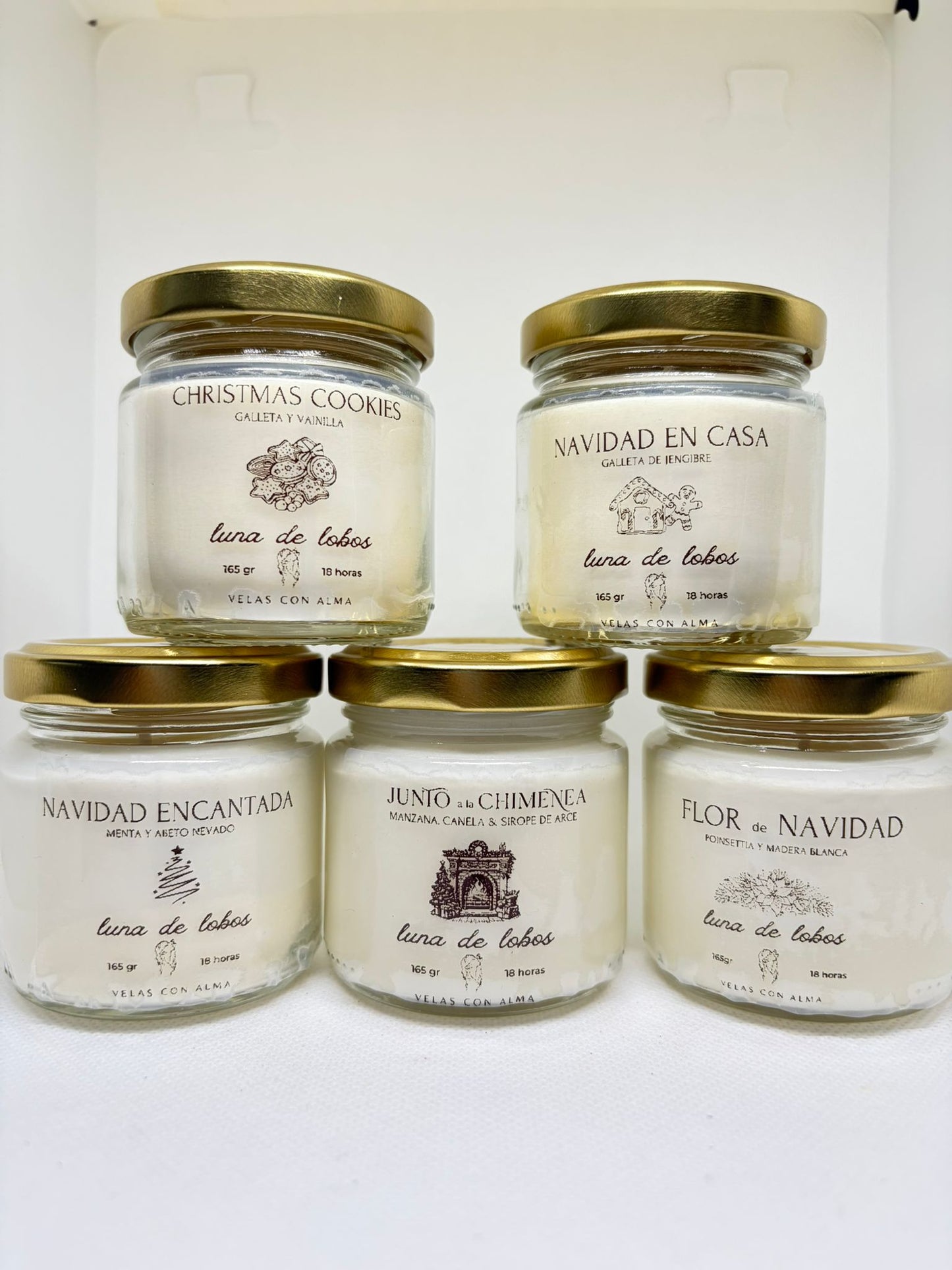 Pack 5 velas de soja de Navidad - colección Christmas Spirit