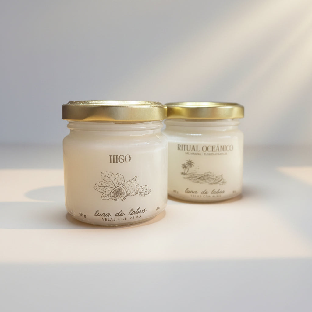 Pack Higo Mediterráneo + Ritual Oceánico · 2 velas de soja