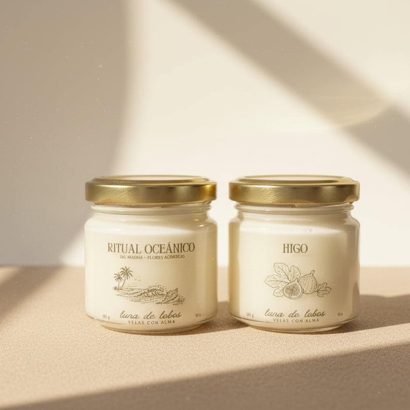 Pack Higo Mediterráneo + Ritual Oceánico · 2 velas de soja