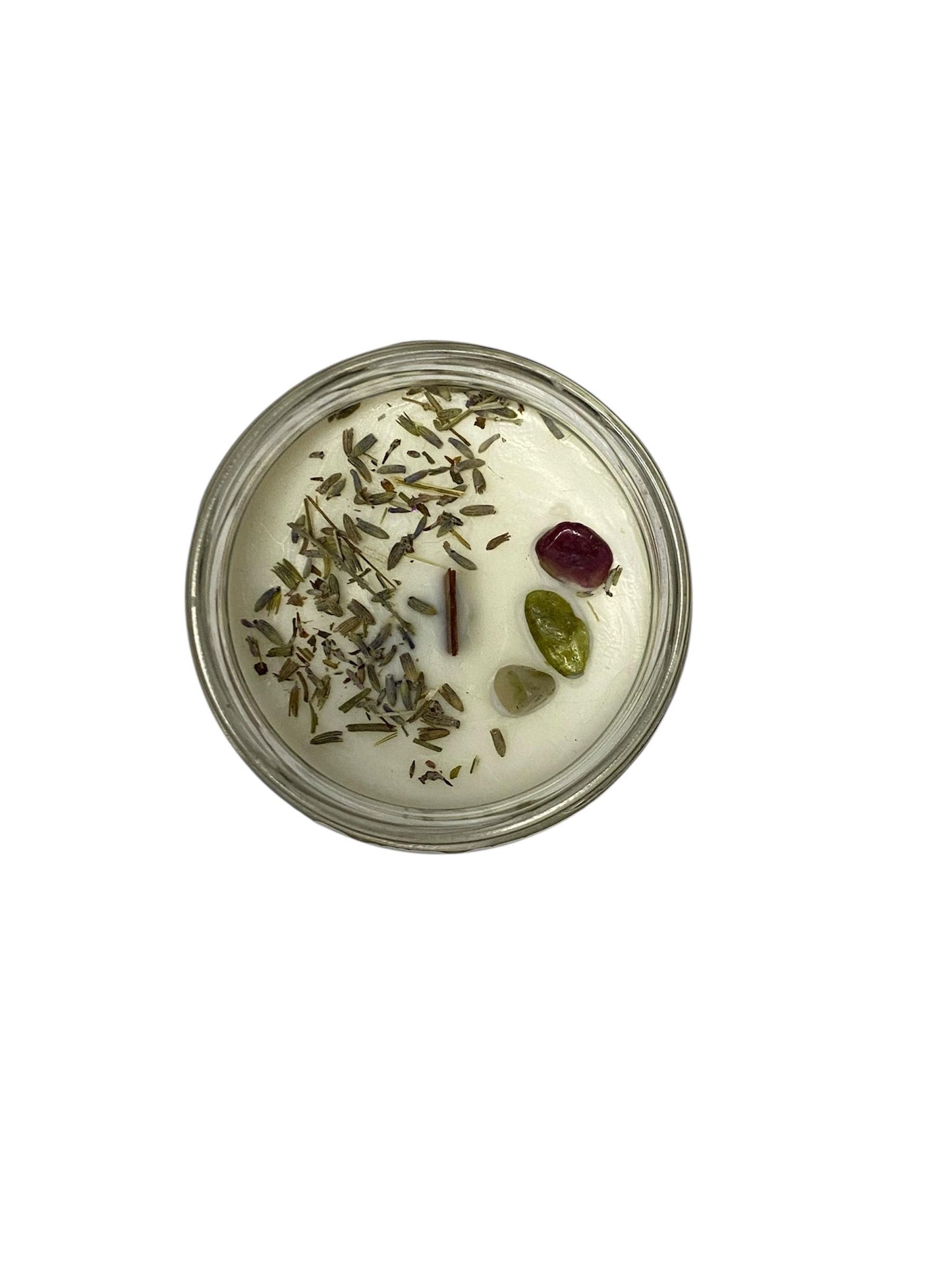 Vela aromaterapia de Lavanda y Sándalo con piedras energéticas